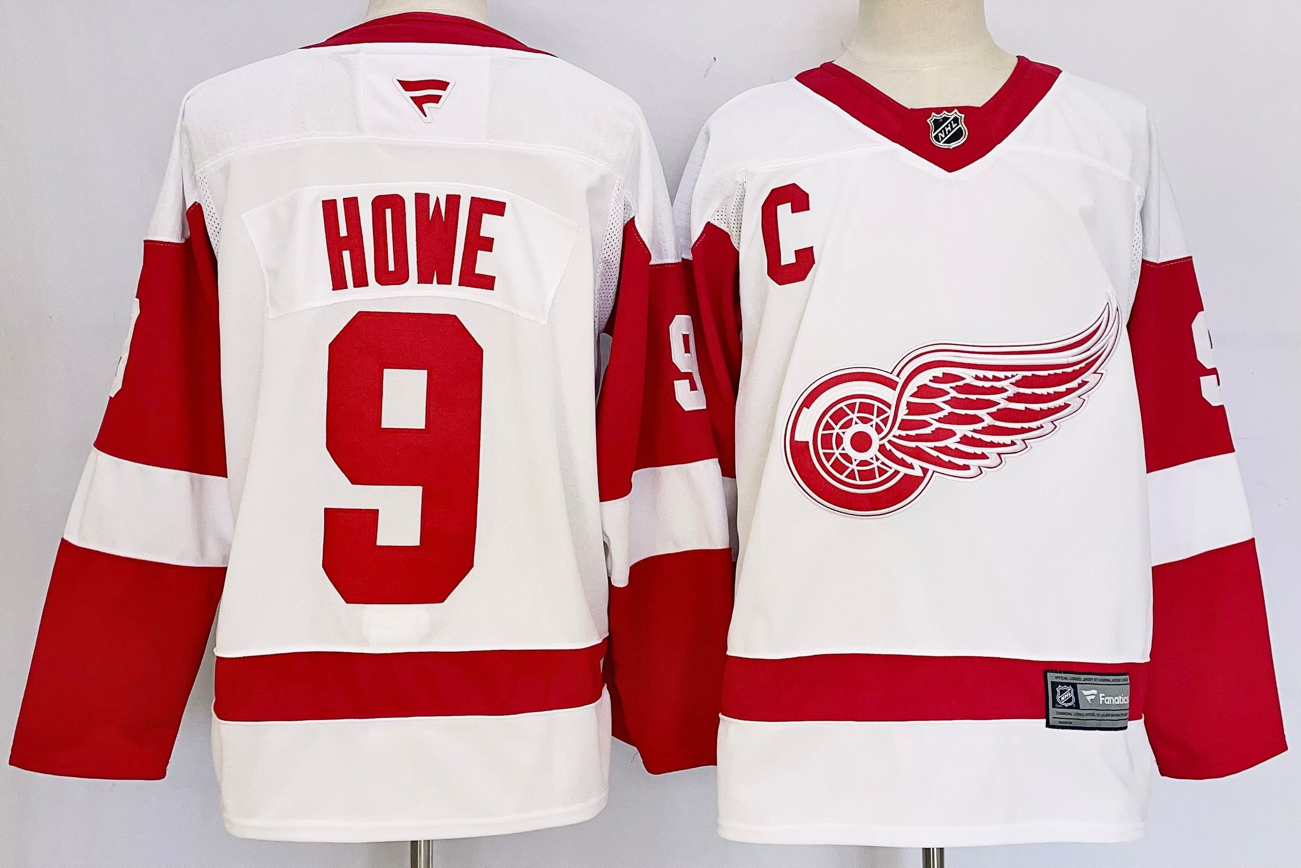 Men Detroit Red Wings #9 Howe White 2025 Home Premier Player NHL Jersey